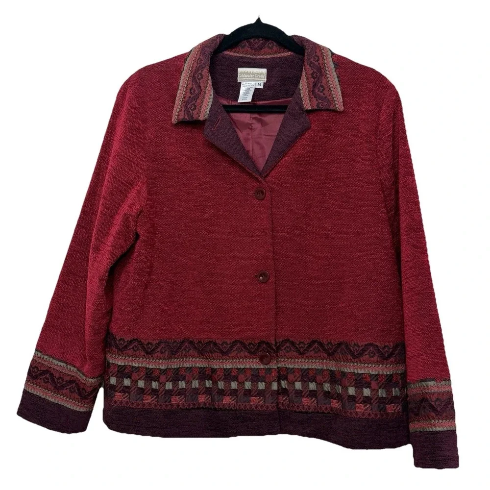 Vintage 90s Coldwater Creek Medium Southwestern Red Boho Jacket Western Heritage